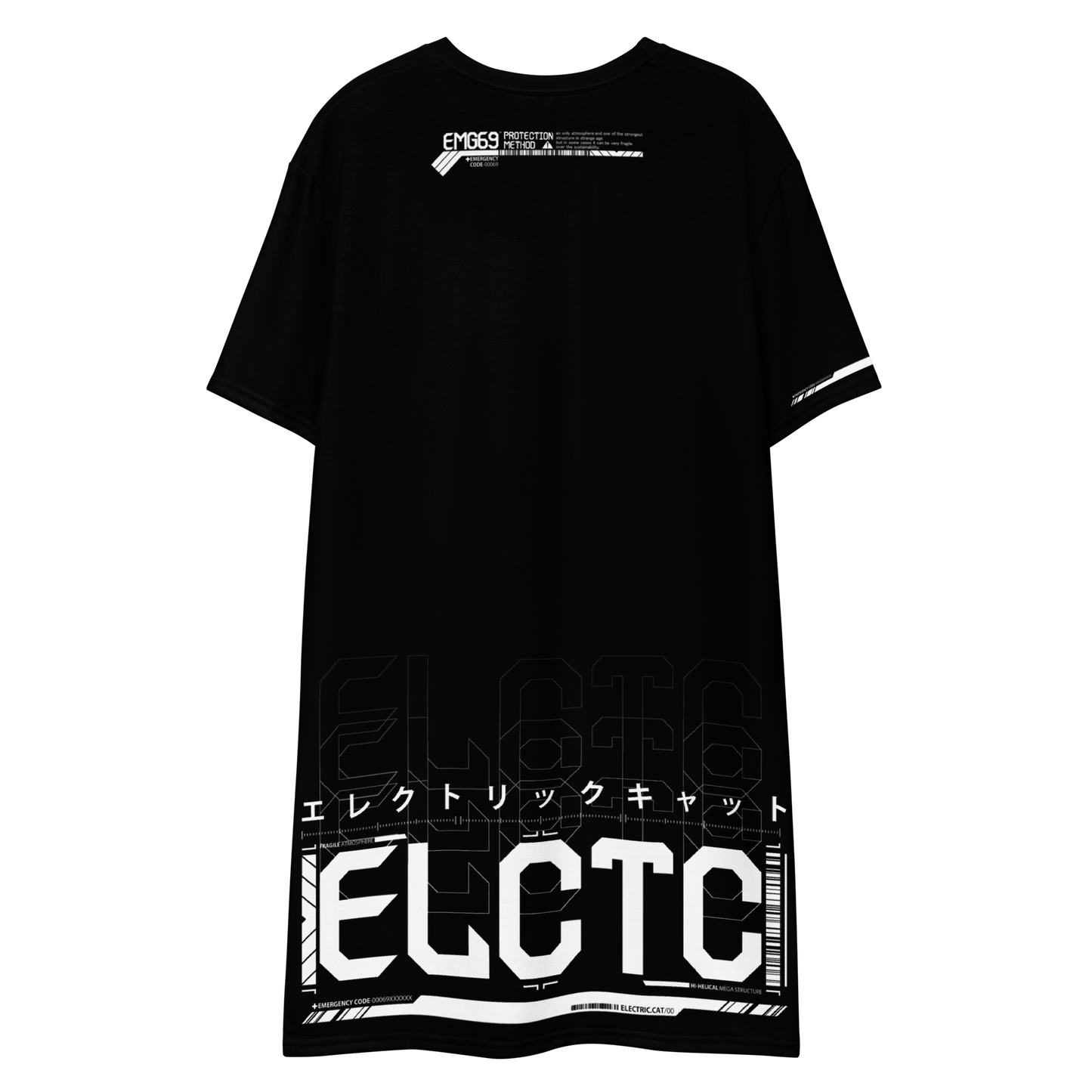 ELECTRIC.CAT  [ unisex / full print over size long T-shirt ]