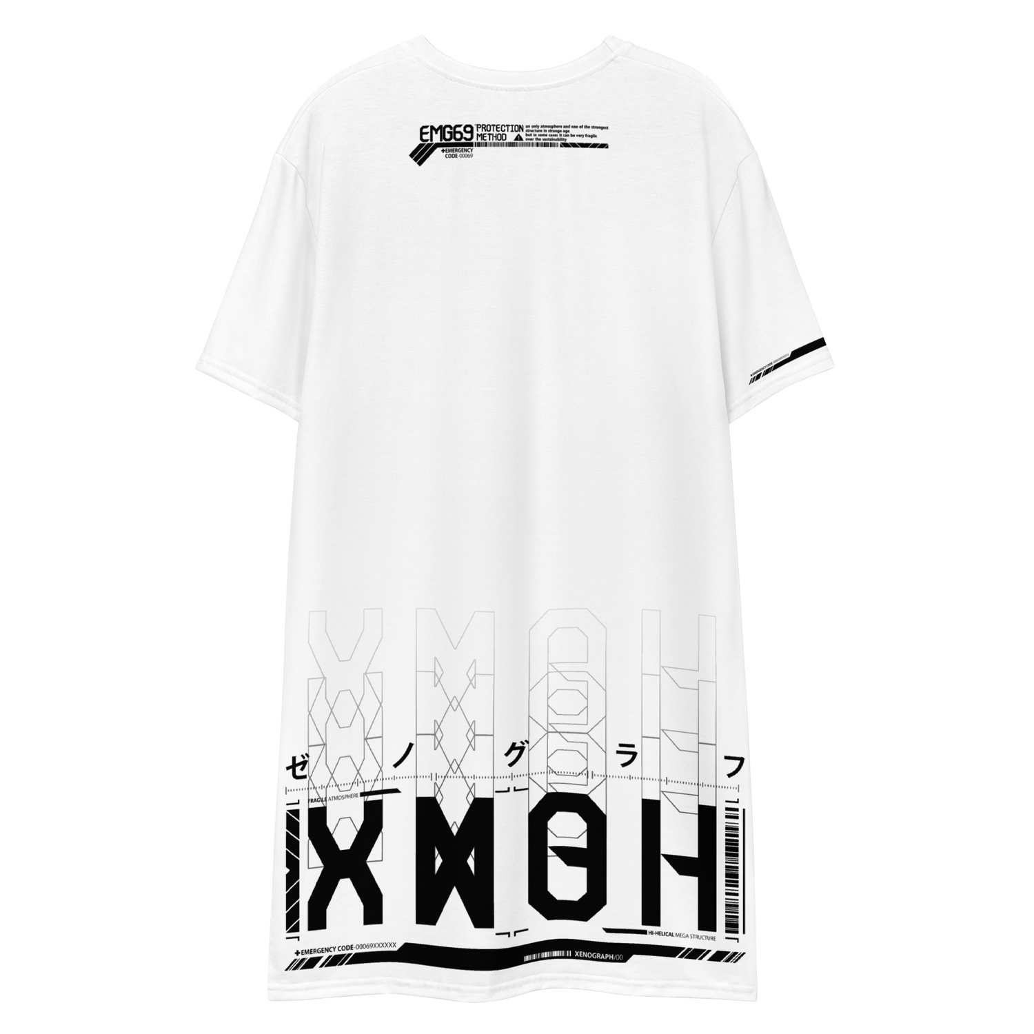 XENOGRAPH ver.2.0 [ unisex / full print over size long T-shirt ] white